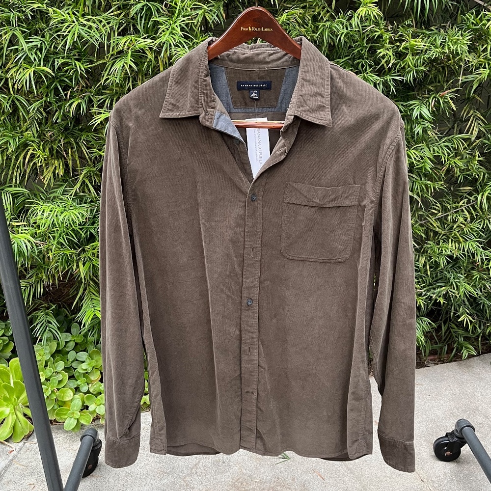 NWT Banana Republic Green Corduroy Button Down Men's XL